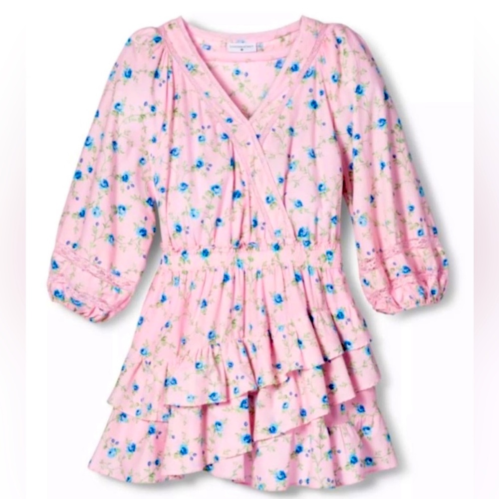 Loveshackfancy pink floral mini dress
